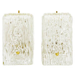Pair of Modernist Textured Glass Sconces by J.T. Kalmar