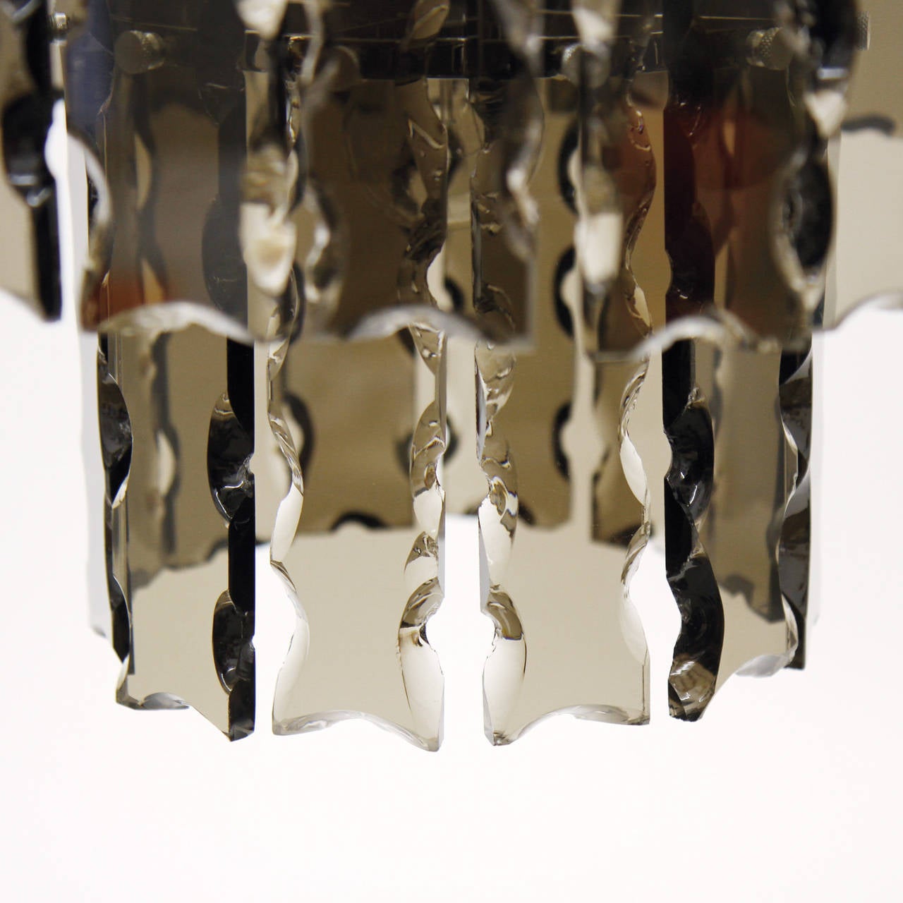 Italian Fontana Arte Style Two-Tier Smoke Glass Chandelier