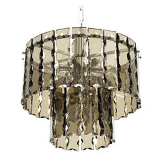 Fontana Arte Style Two-Tier Smoke Glass Chandelier 11