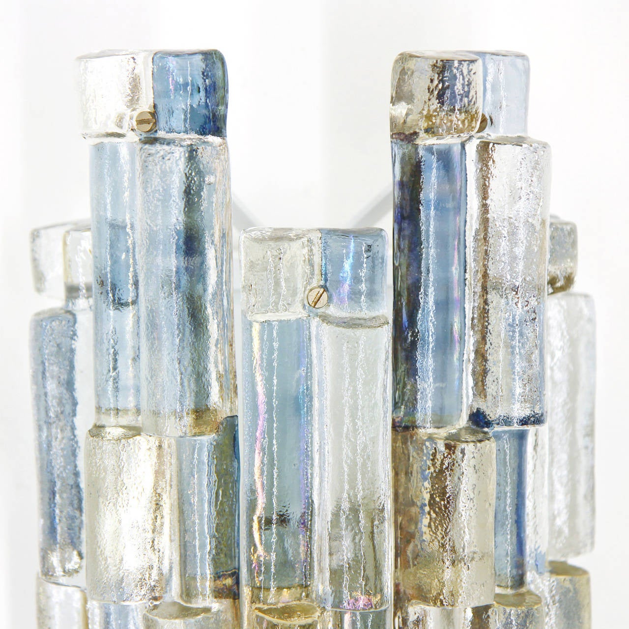 Austrian Rare Pair of Multi-Coloured Kalmar Glass Sconces