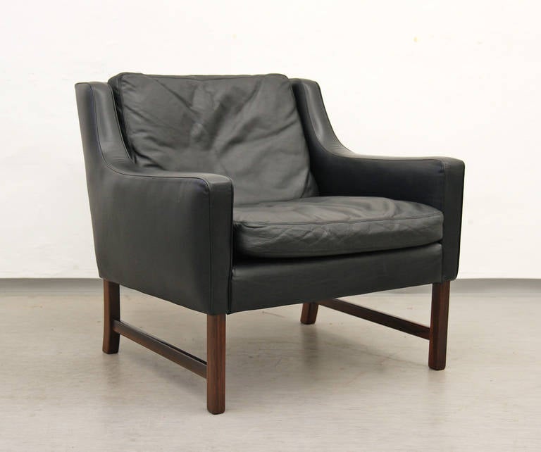 Fredrik Kayser Leather and Rosewood Easy Chair, Model 965