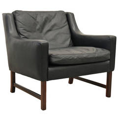 Fredrik Kayser Leather and Rosewood Easy Chair, Model 965