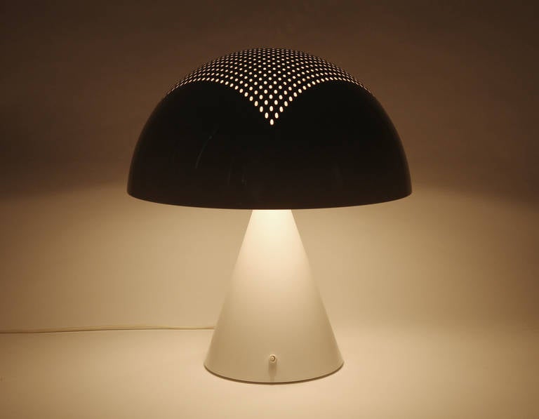 Steel Large Space Age Mushroom Table Lamp with Perforated Shade