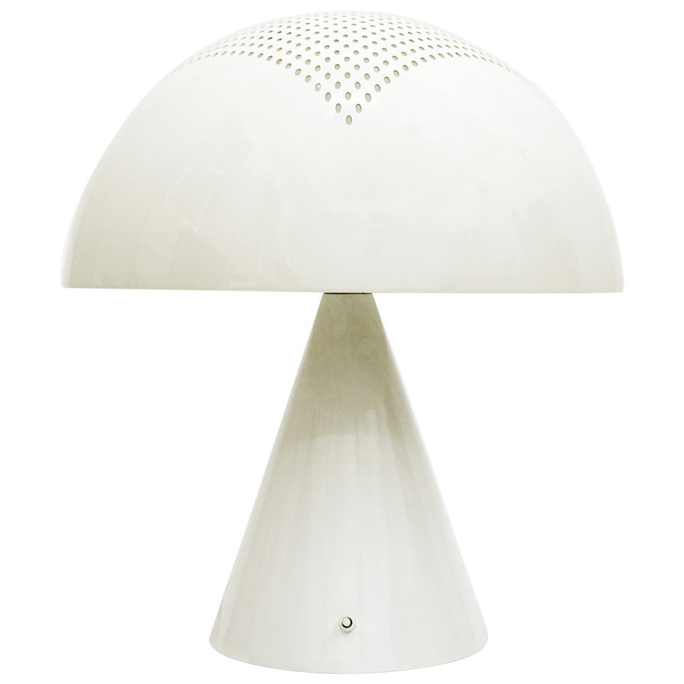 Large Space Age Mushroom Table Lamp with Perforated Shade