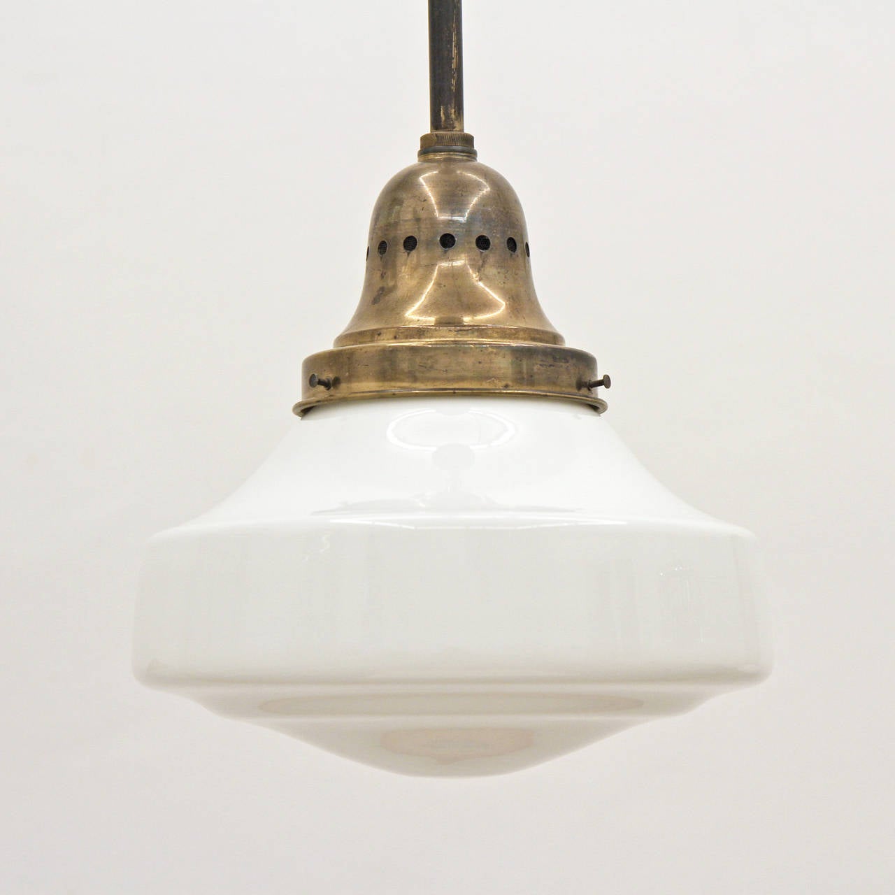 20th Century Jugendstil Brass and Glass Pendant