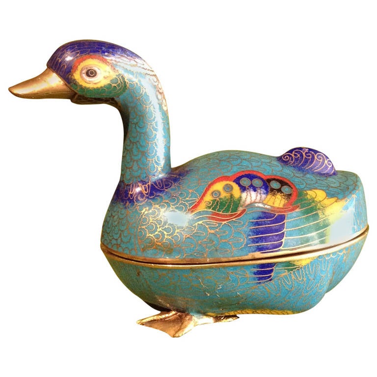 Cloisonne, Box in Duck Form For Sale