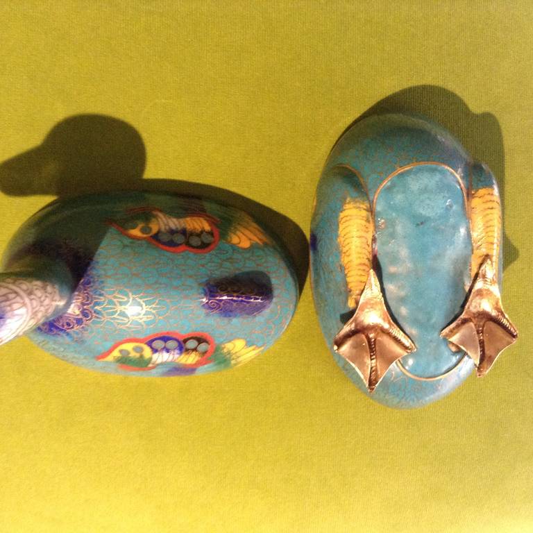 20th Century Cloisonne, Box in Duck Form For Sale