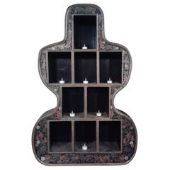 Nine-Compartment Vintage Shadow Box with Asian Motif
