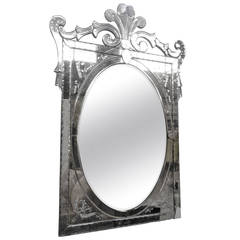 Antique Etched and Beveled Venetian Mirror, 1900s