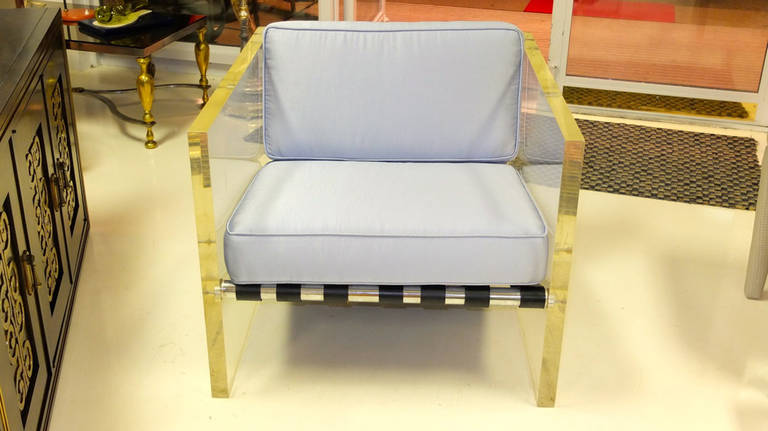 Late 20th Century Vintage Lucite Slab Sided Lounge Chair by Milo Baughman