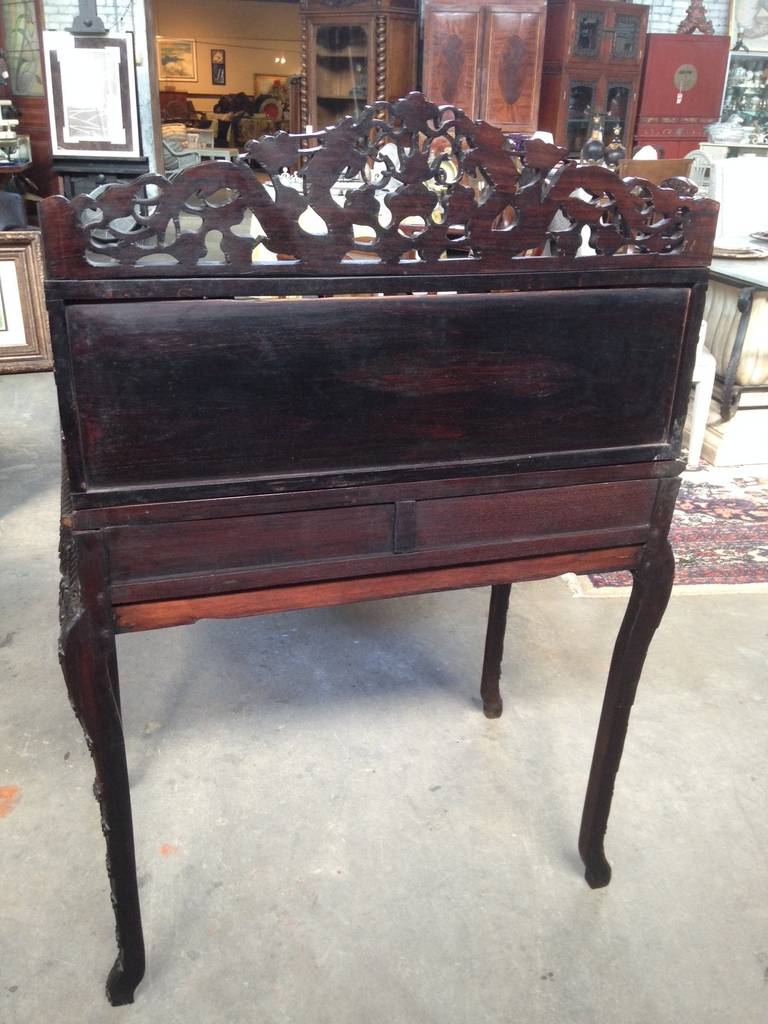 Chinese Hand-Carved Rosewood Writing Desk In Excellent Condition For Sale In Birmingham, AL