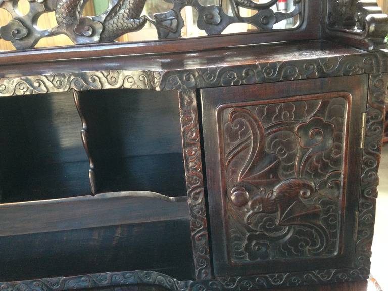 Chinese Hand-Carved Rosewood Writing Desk For Sale 2