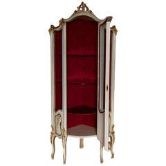 Louis XV French Corner Display Hand-Carved and Hand-Painted with Gold Leaf