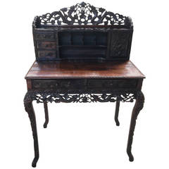 Chinese Hand-Carved Rosewood Writing Desk