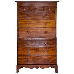 Mahogany Chest on Chest 19th Century with Inlaid Mother of Pearl Drawer Pulls