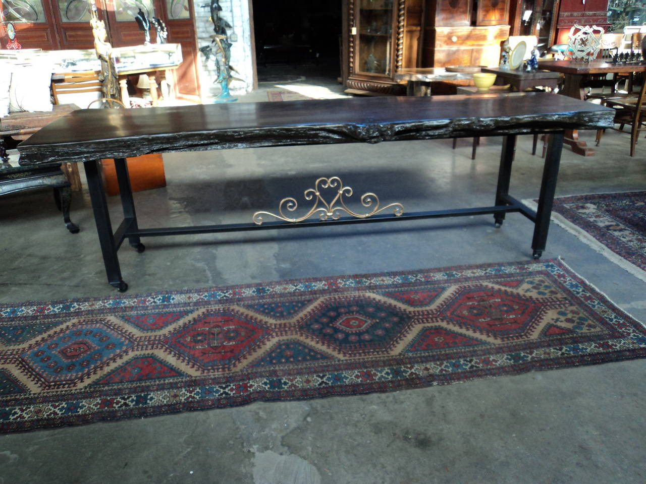 Reclaimed Oak and Metal Conference Table, Made in America