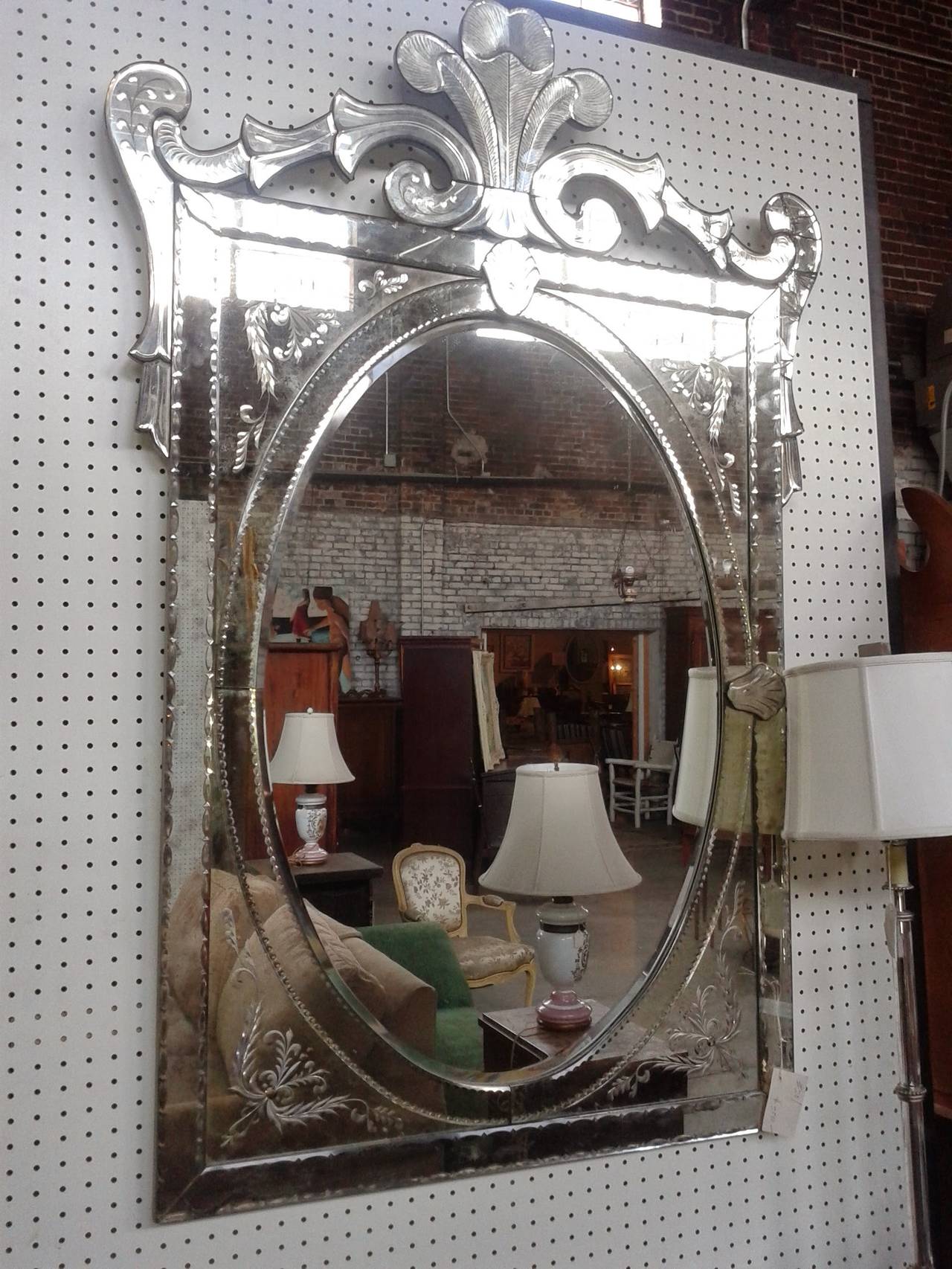 Antique Etched and Beveled Venetian Mirror, 1900s