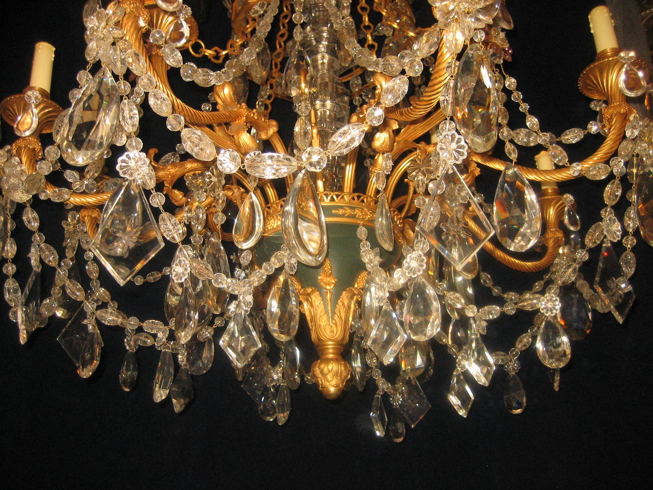 Fine Antique French Louis XVI Style Gilt Bronze and Cut Crystal Chandelier 3