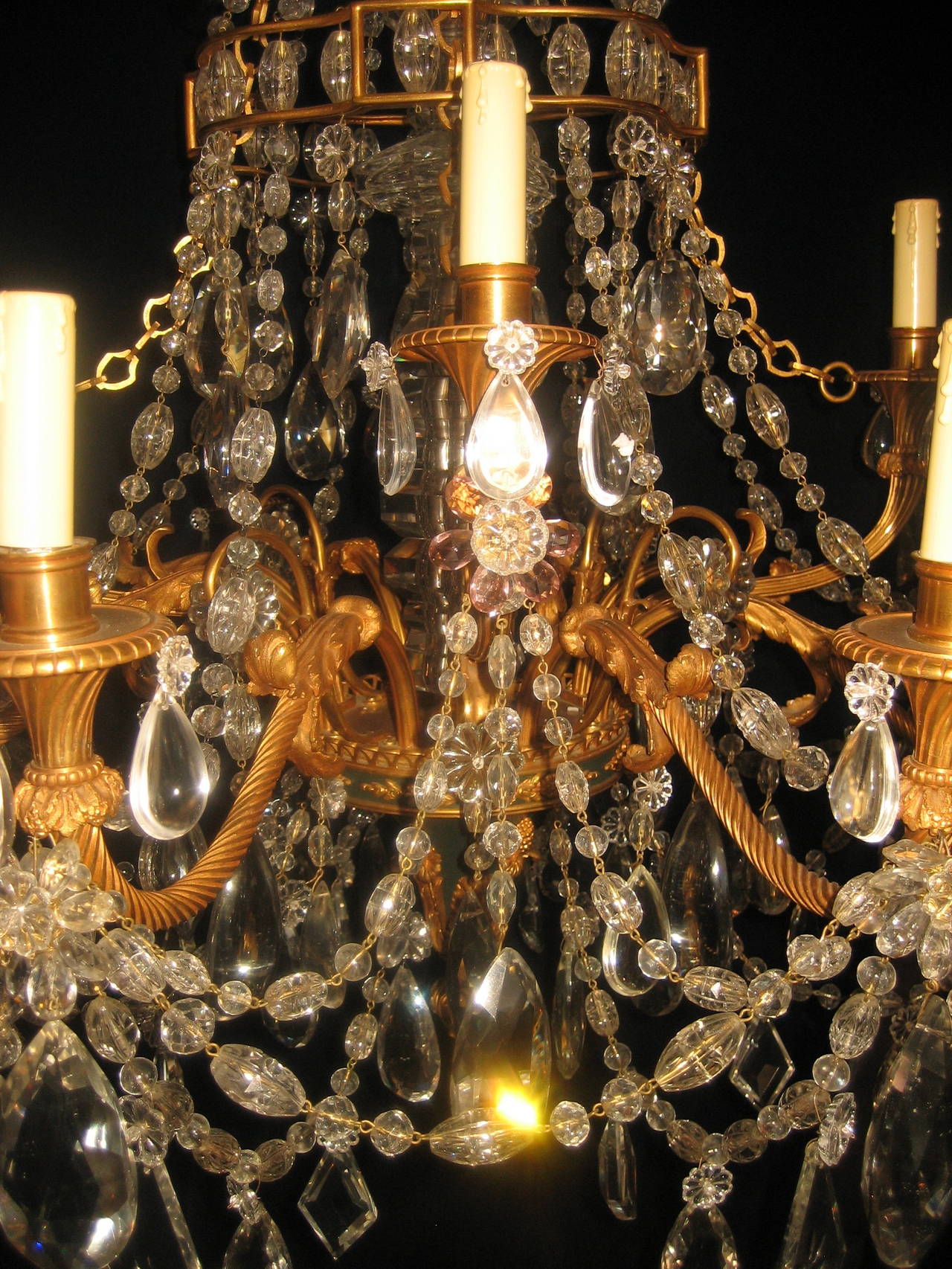Fine Antique French Louis XVI Style Gilt Bronze and Cut Crystal Chandelier 2