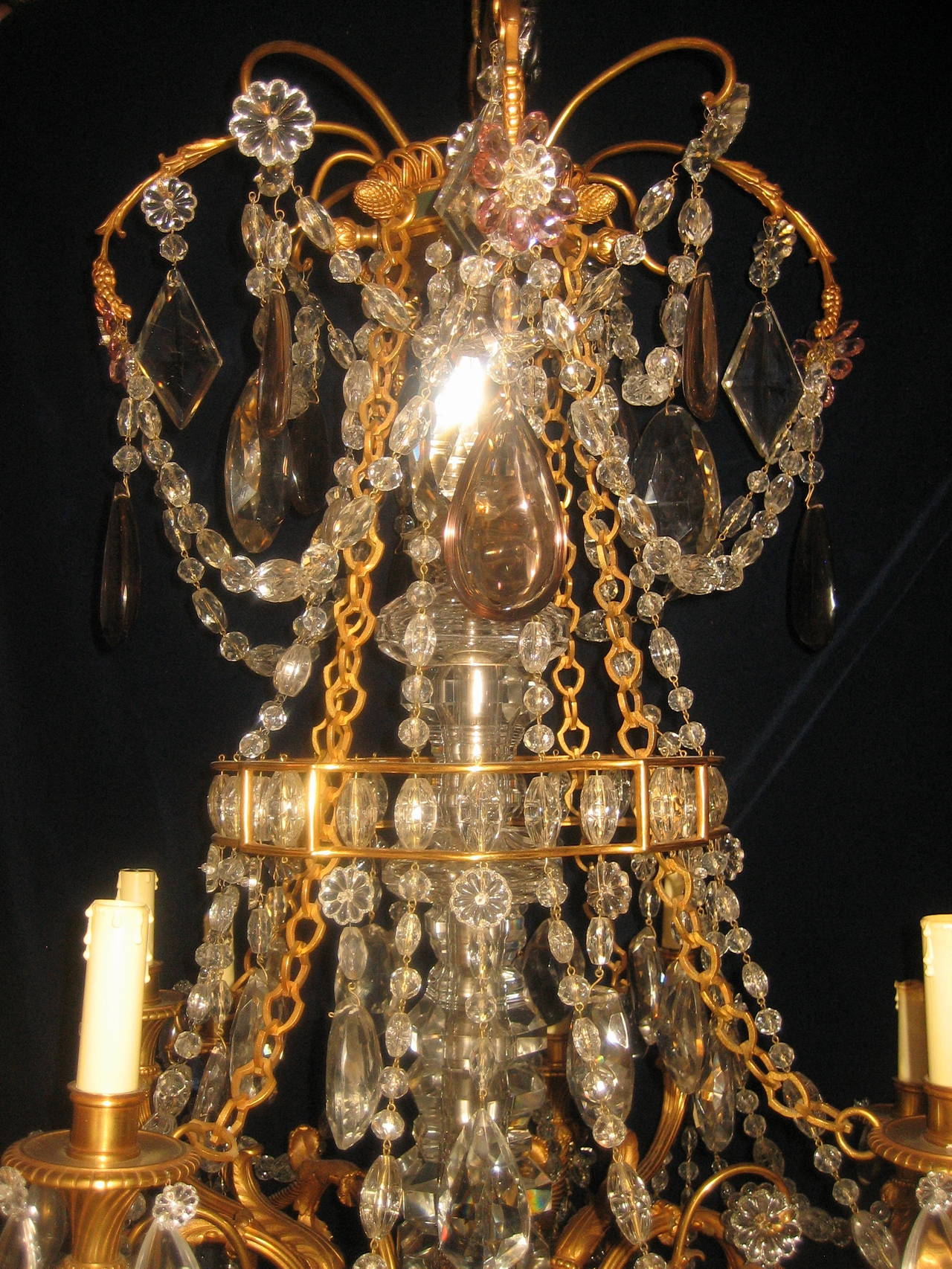 19th Century Fine Antique French Louis XVI Style Gilt Bronze and Cut Crystal Chandelier