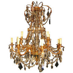 Fine Antique French Louis XVI Style Gilt Bronze and Cut Crystal Chandelier 1