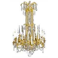 Large Vintage French Louis XVI Style Gilt Bronze and Crystal Baccarat Chandelier
