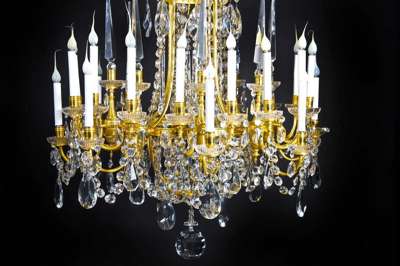Large Antique French Louis XVI Style Gilt Bronze and Crystal Baccarat Chandelier In Good Condition For Sale In New York, NY