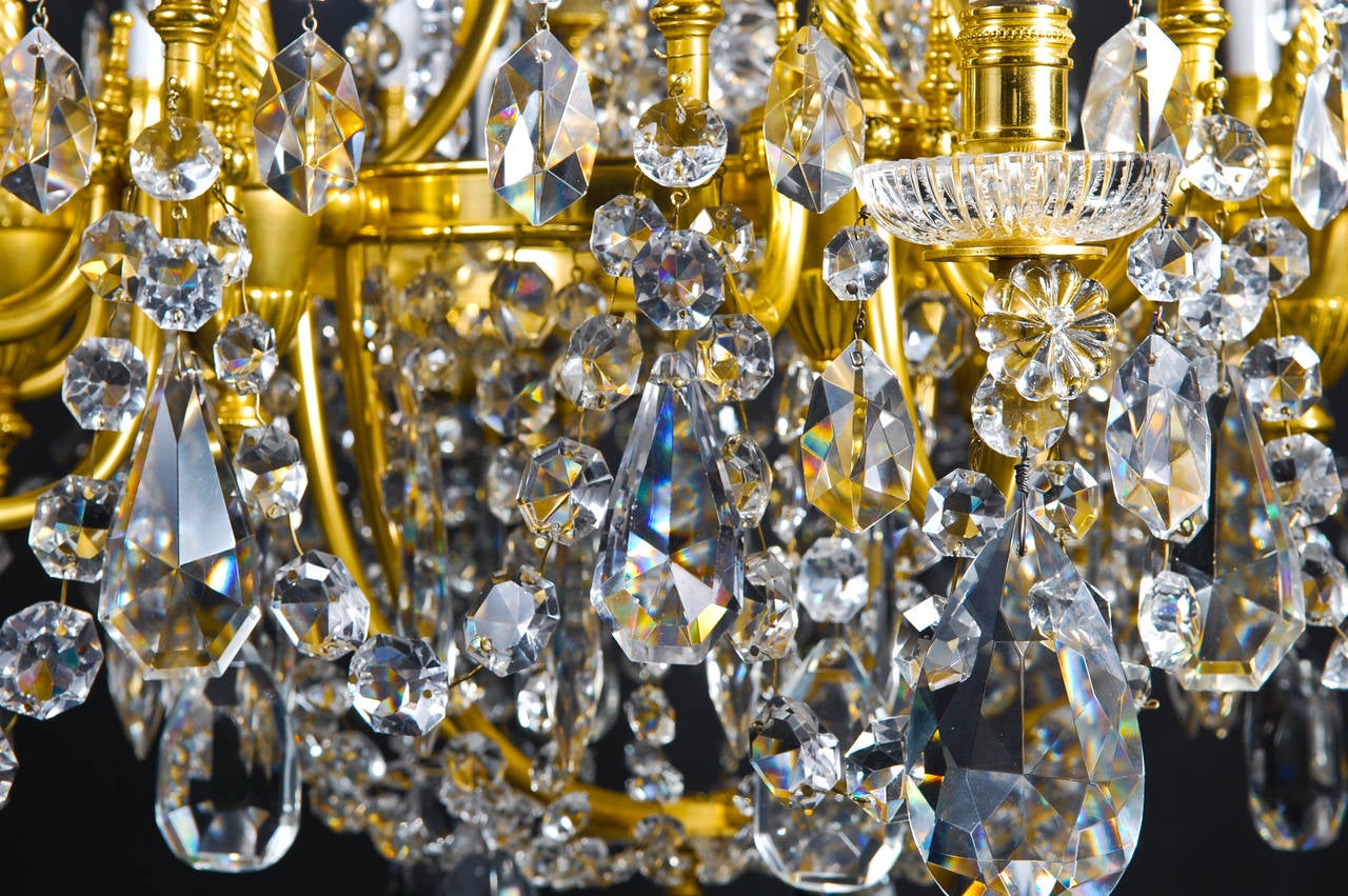 Large Antique French Louis XVI Style Gilt Bronze and Crystal Baccarat Chandelier For Sale 2