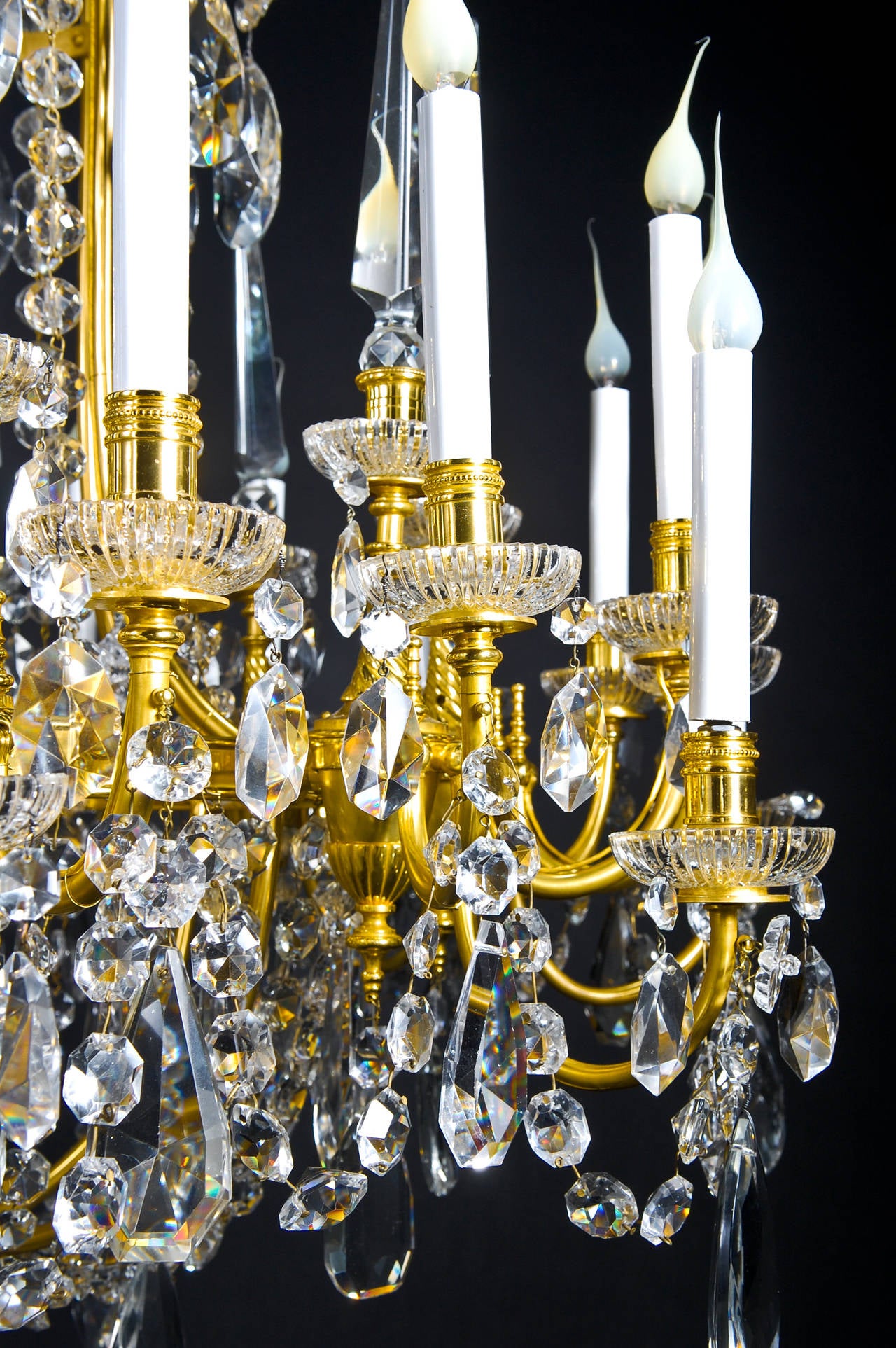 20th Century Large Antique French Louis XVI Style Gilt Bronze and Crystal Baccarat Chandelier For Sale