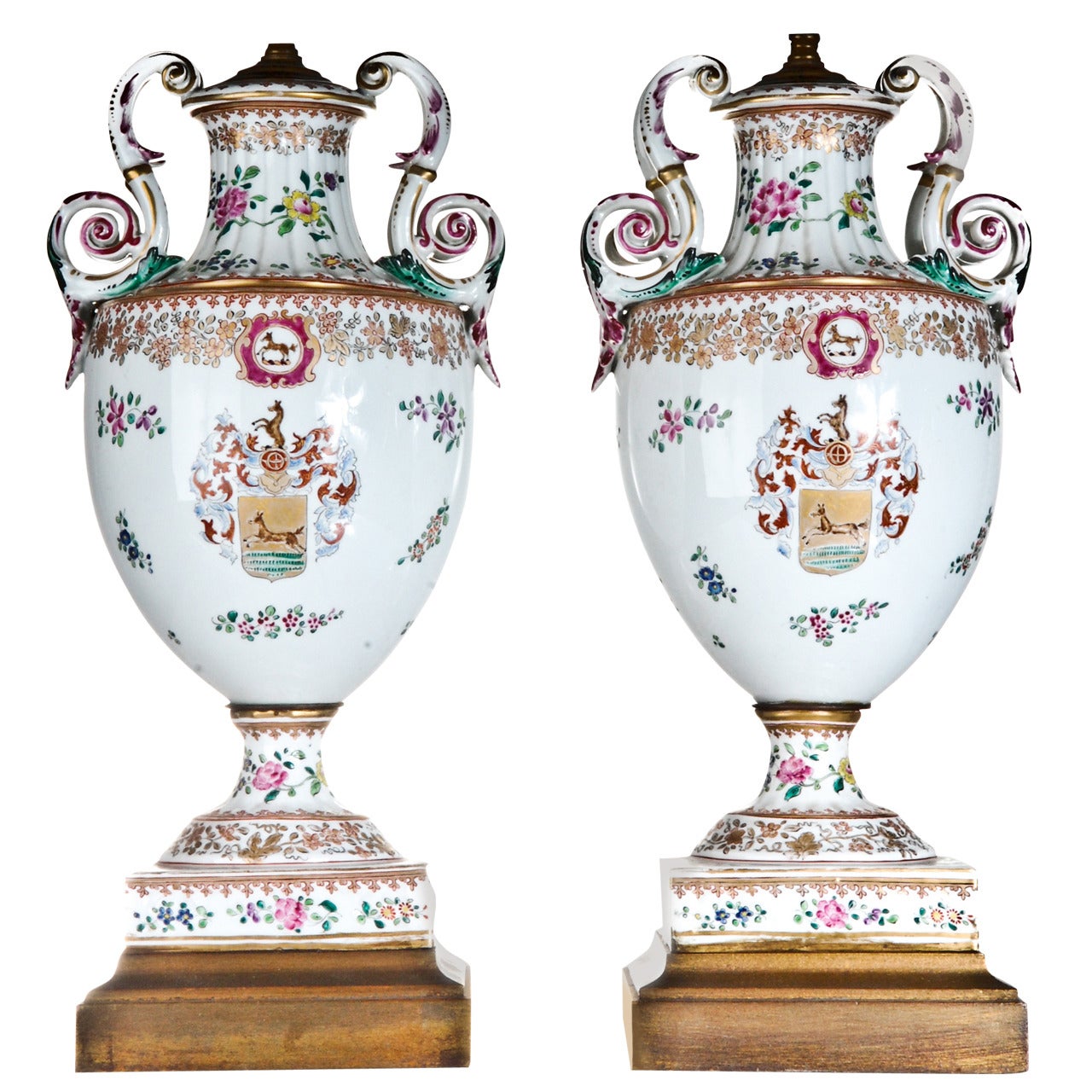 Pair of Antique French Louis XVI Style Porcelain Vases For Sale