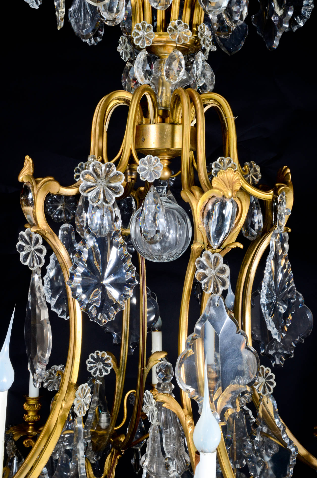 Large Antique French Louis XVI Style Gilt Bronze and Crystal Baccarat Chandelier 2