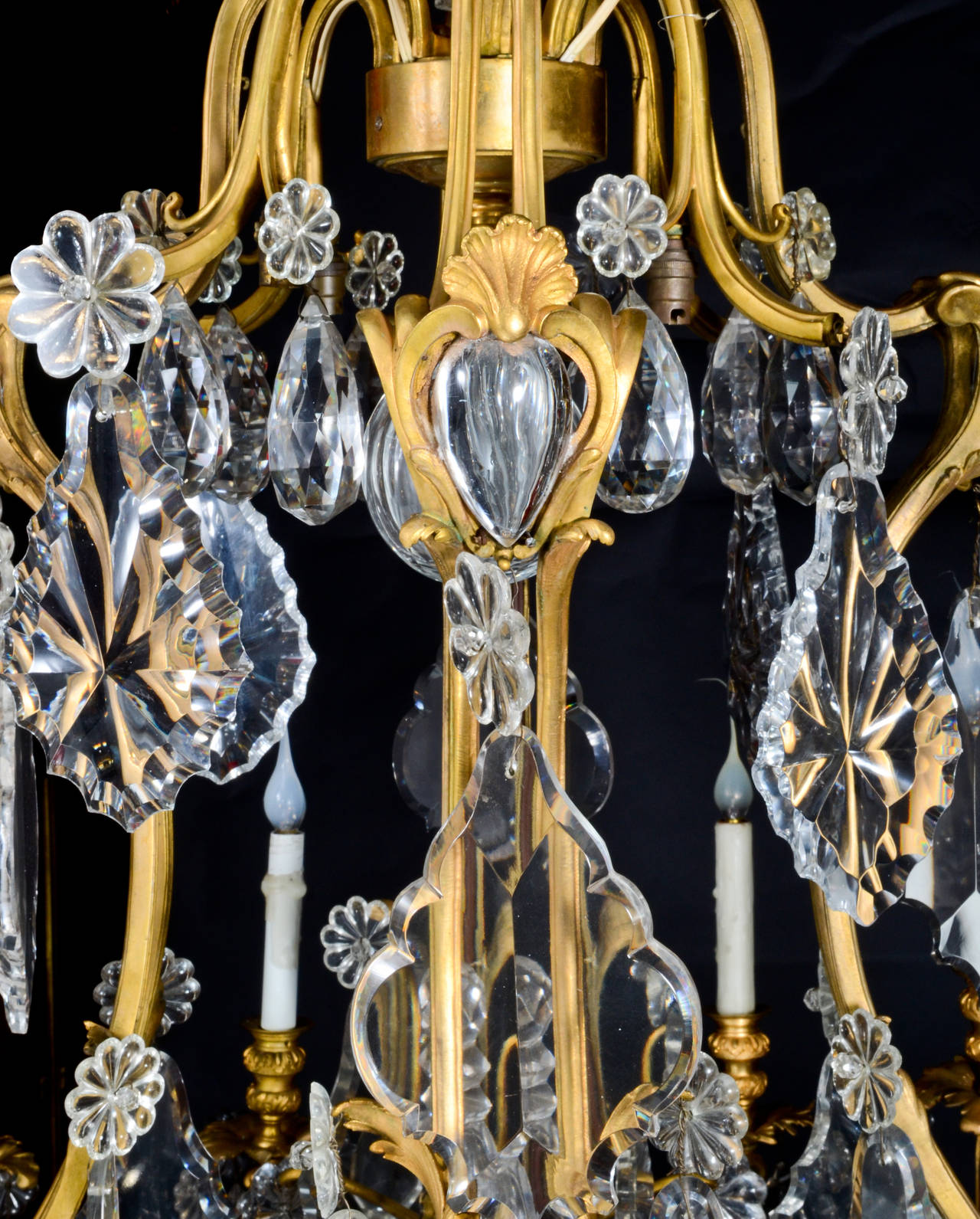 Large Antique French Louis XVI Style Gilt Bronze and Crystal Baccarat Chandelier 3