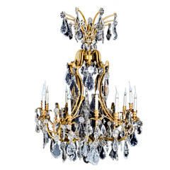 Large Antique French Louis XVI Style Gilt Bronze and Crystal Baccarat Chandelier 1