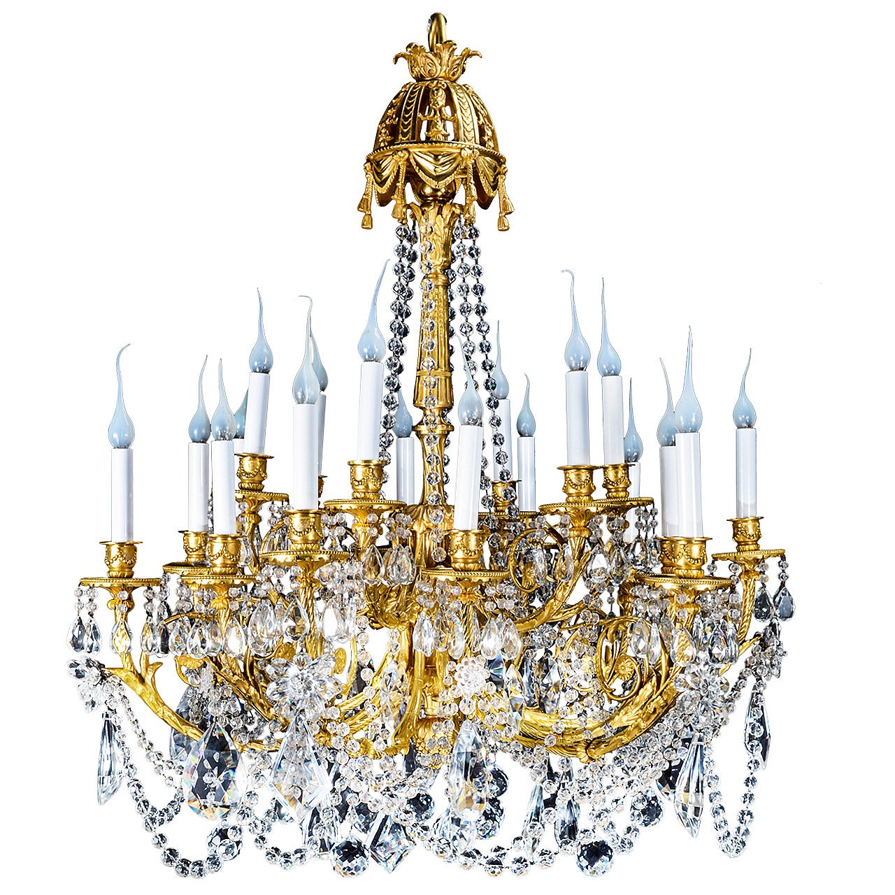 Superb Antique French Louis XVI Style Gilt Bronze and Crystal Chandelier