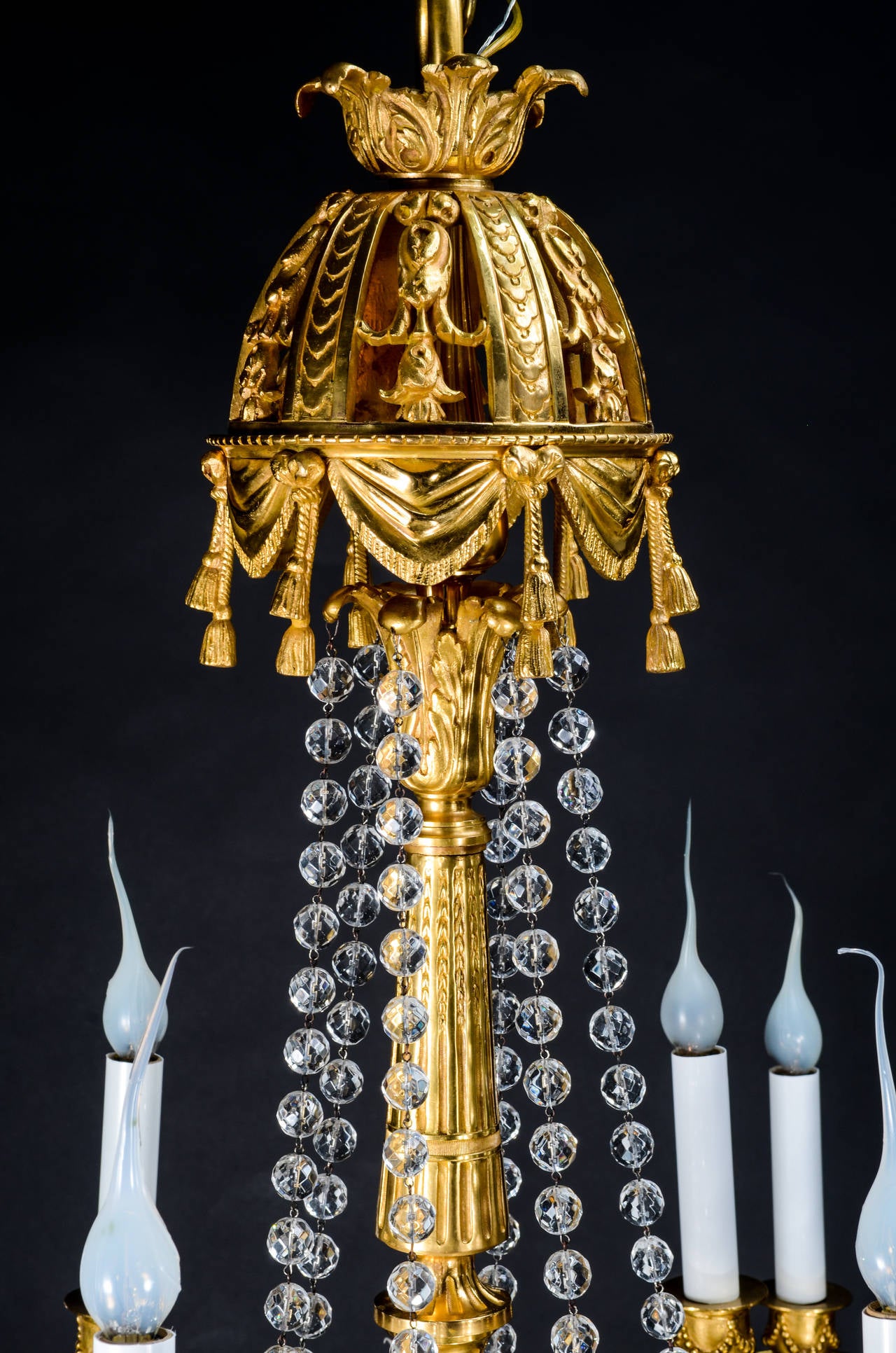 19th Century Superb Antique French Louis XVI Style Gilt Bronze and Crystal Chandelier