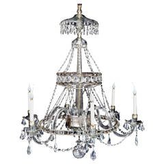 Antique Continental Louis XVI Style Cut Crystal and Metal Multi-Light Chandelier 8