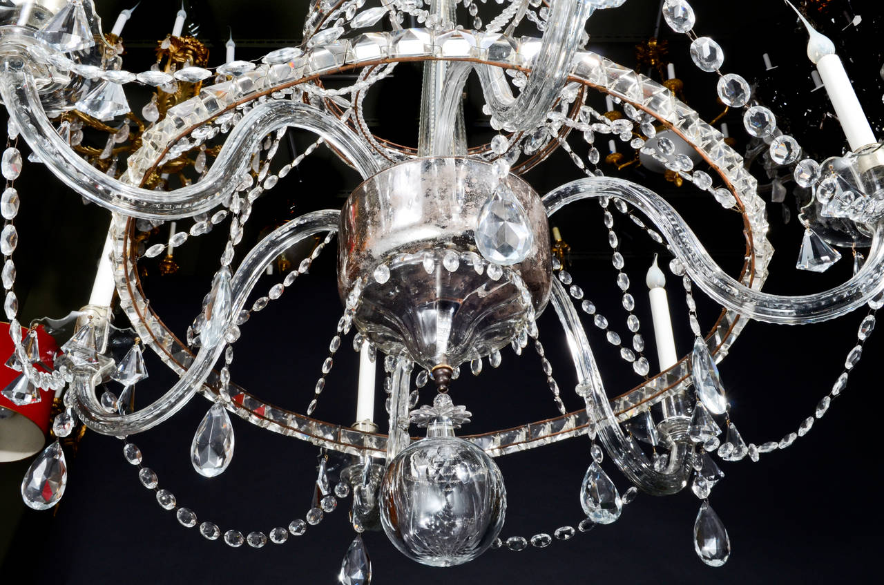19th Century Antique Continental Louis XVI Style Cut Crystal and Metal Multi-Light Chandelier For Sale