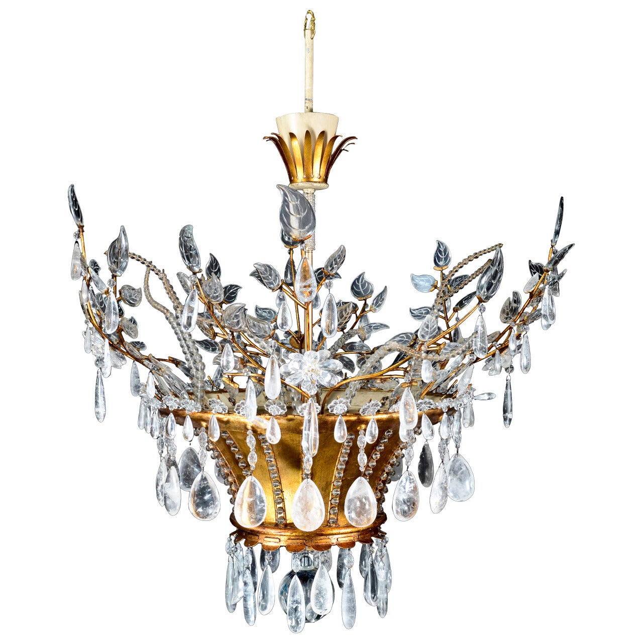 Magnificent Antique French Louis XVI Style Bagues Rock Crystal Chandelier For Sale