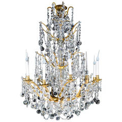 Large Antique French Louis XVI Style Gilt Bronze and Cut Crystal Chandelier 5