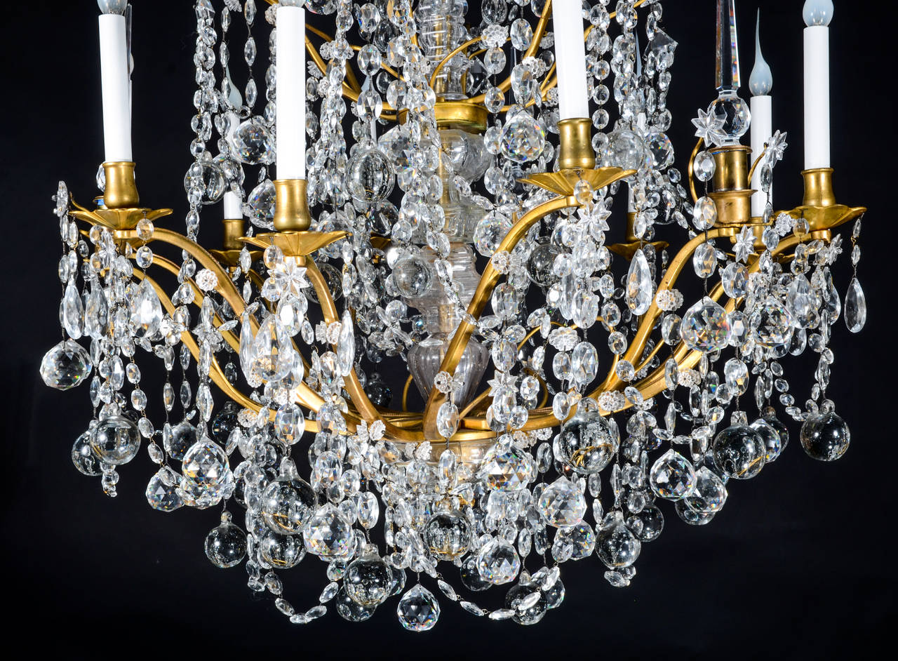 Large Antique French Louis XVI Style Gilt Bronze and Cut Crystal Chandelier In Good Condition For Sale In New York, NY