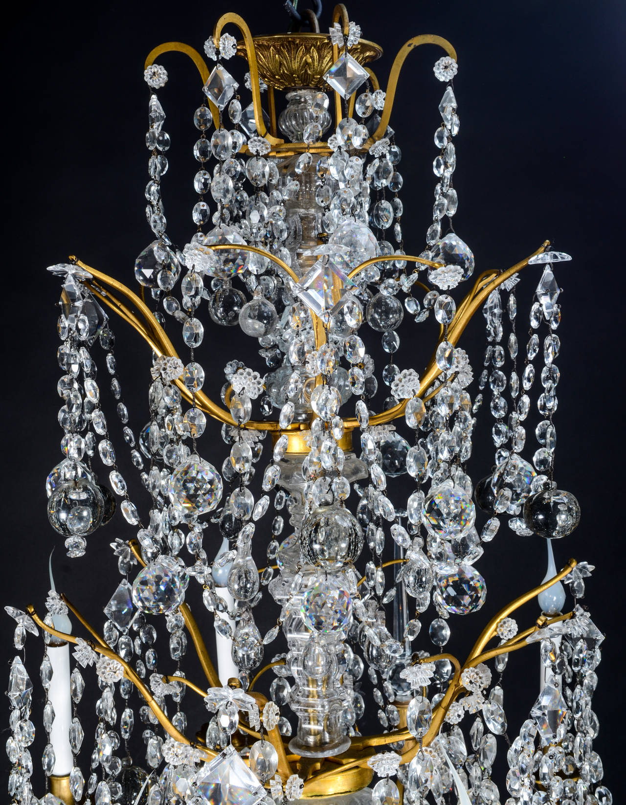 19th Century Large Antique French Louis XVI Style Gilt Bronze and Cut Crystal Chandelier For Sale