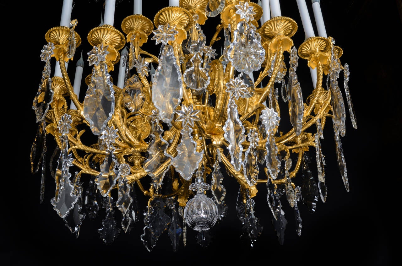 Spectacular Antique French Louis XVI Style Baccarat Bronze & Crystal Chandelier For Sale 2