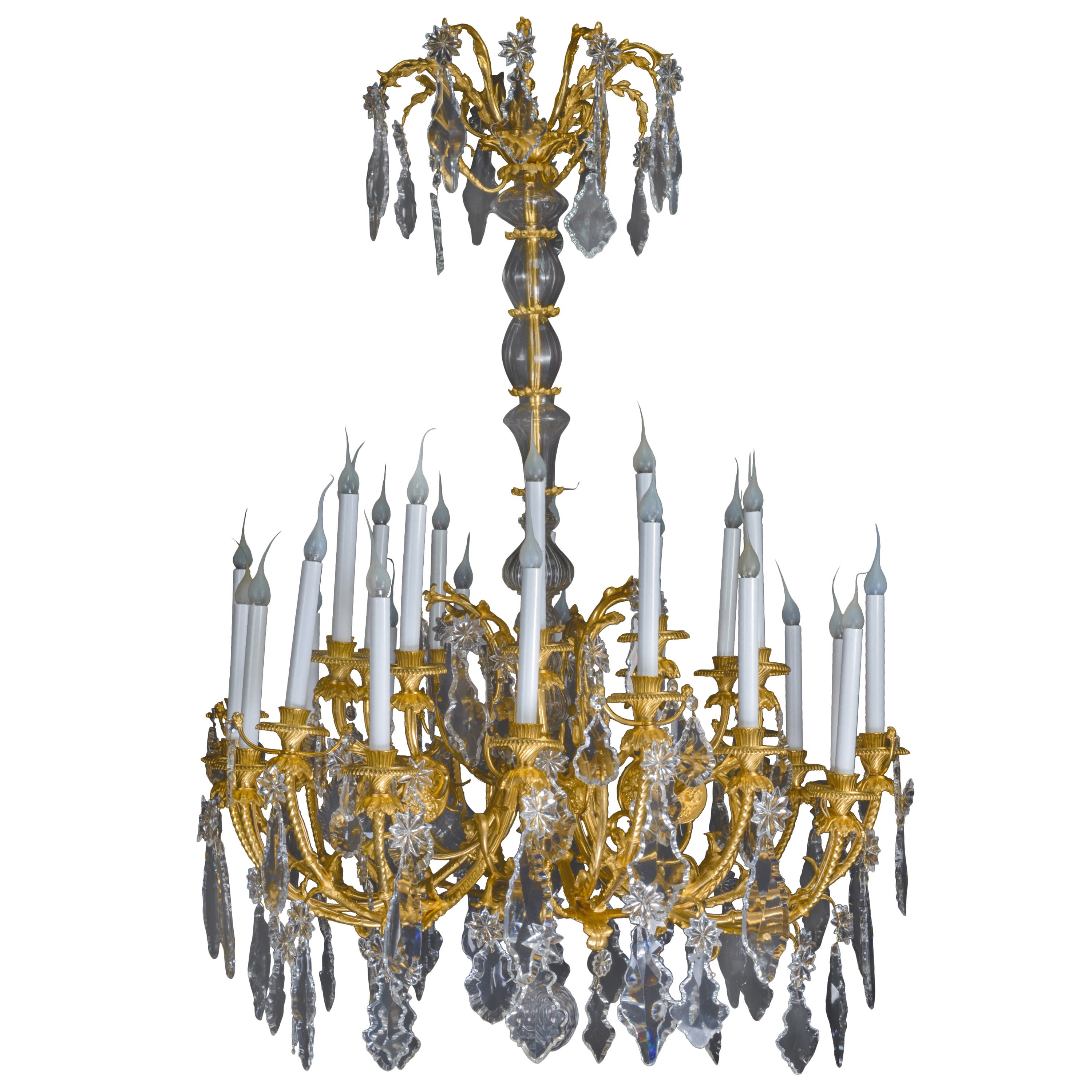 Spectacular Antique French Louis XVI Style Baccarat Bronze & Crystal Chandelier For Sale