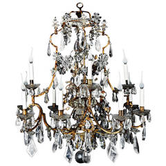 Antique French Gilt and Rock Crystal Chandelier Attributed to Maison Baguès