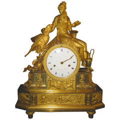 Antique French Empire Neoclassical Gilt Bronze Figural Clock 4