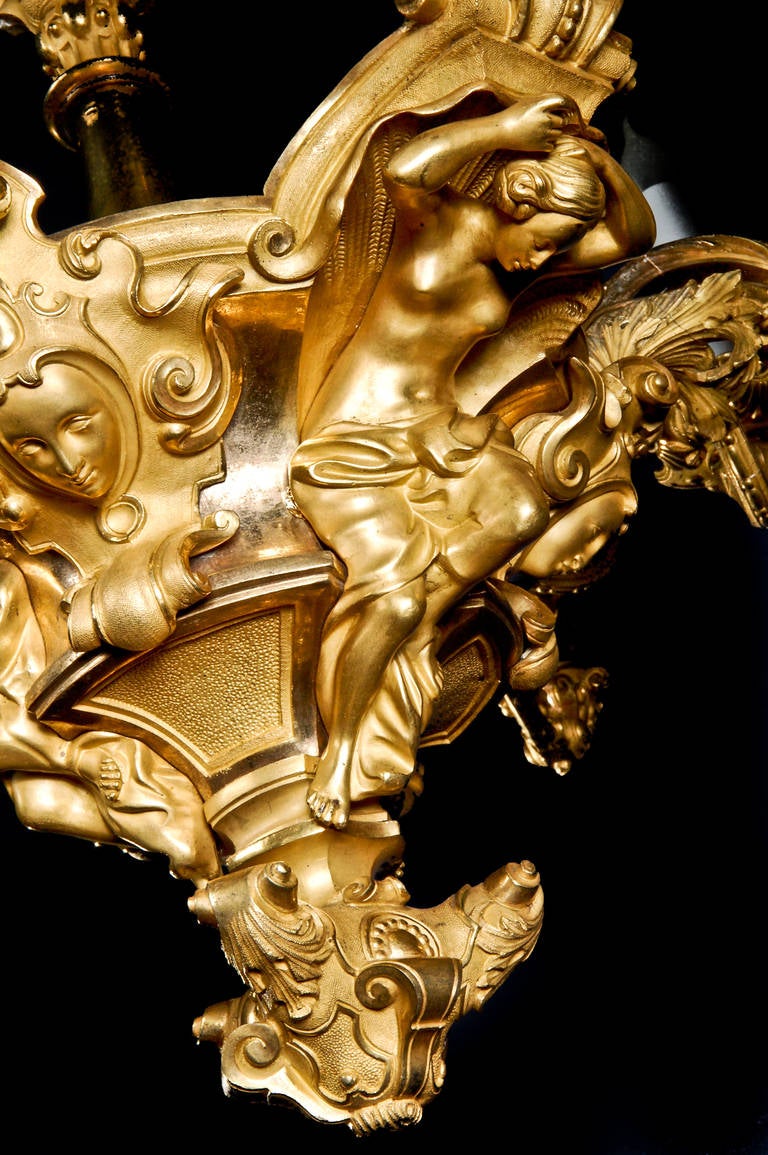 Ormolu Superb Antique French, Louis XVI Style Gilt Bronze Figural Chandelier