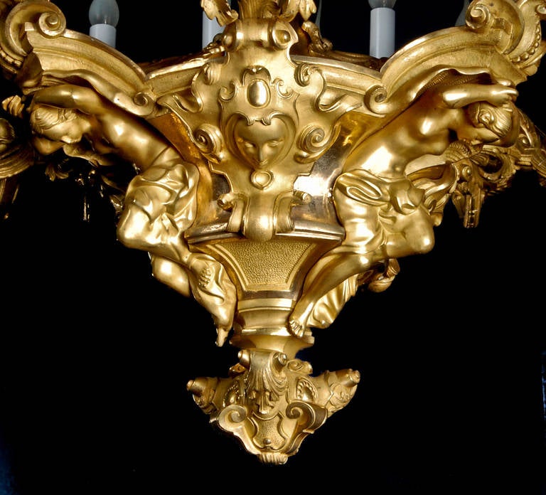 Superb Antique French, Louis XVI Style Gilt Bronze Figural Chandelier 4