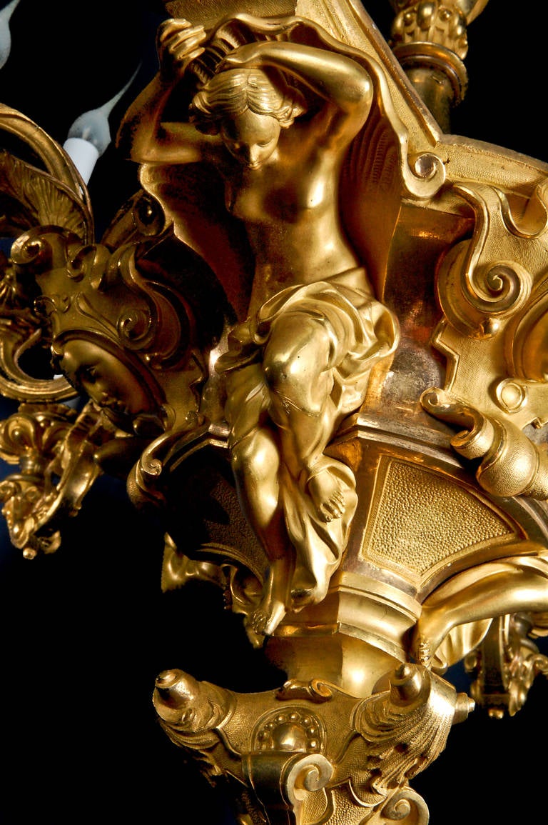 Superb Antique French, Louis XVI Style Gilt Bronze Figural Chandelier 3
