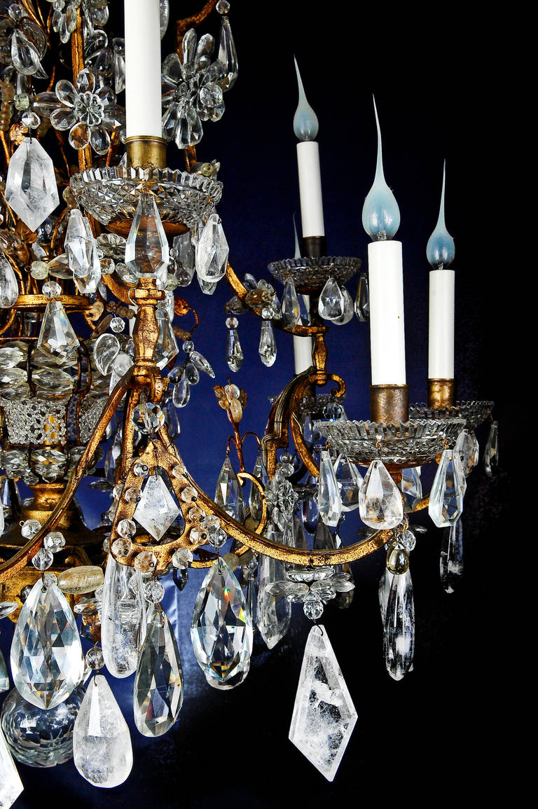 Louis XVI Antique French Gilt and Rock Crystal Chandelier Attributed to Maison Baguès