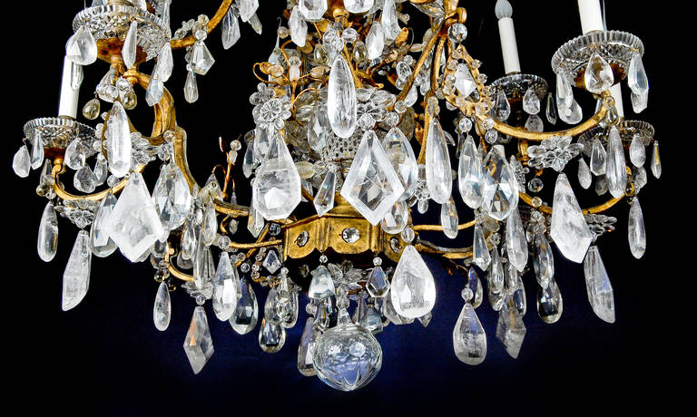 Antique French Gilt and Rock Crystal Chandelier Attributed to Maison Baguès 1